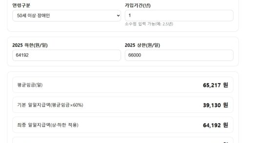2025 실업급여 자동 계산기